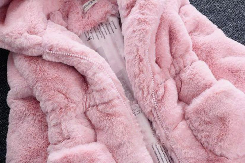 Autumn & Winter Furry Bunny Ear Sweater Coat for Toddlers and Girls - New Style Cotton Padding.