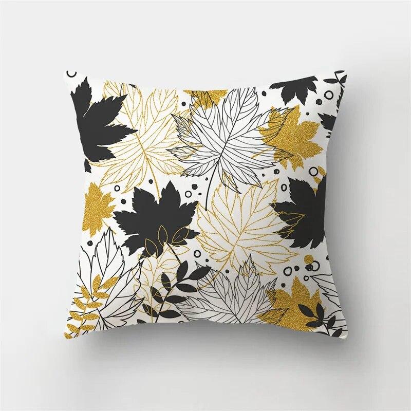 

45x45 см квадратная наволочка с геометрическим рисунком и листьями тропических растений, короткая плюшевая наволочка для дивана, офисного сиденья, домашний декор 40x40cm