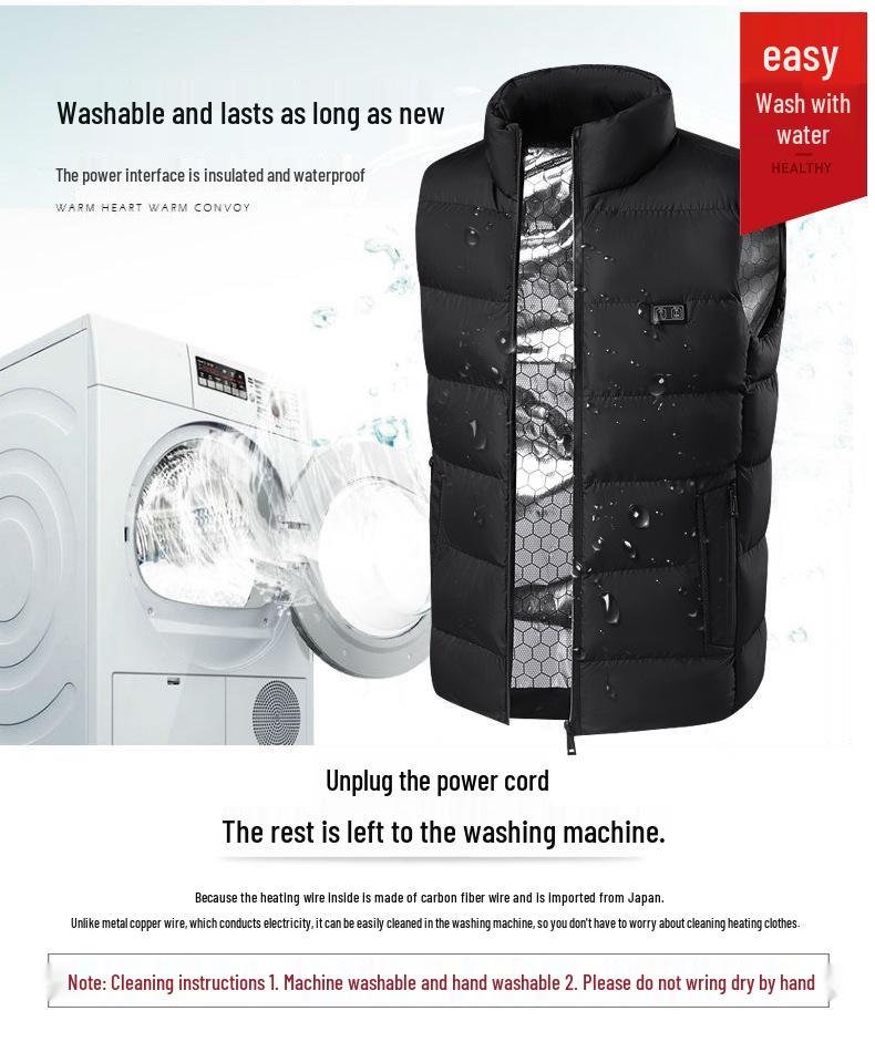 Unisex Intelligent Heated Vest: Cold-Proof, Solid Color, Stand-Up Collar Design