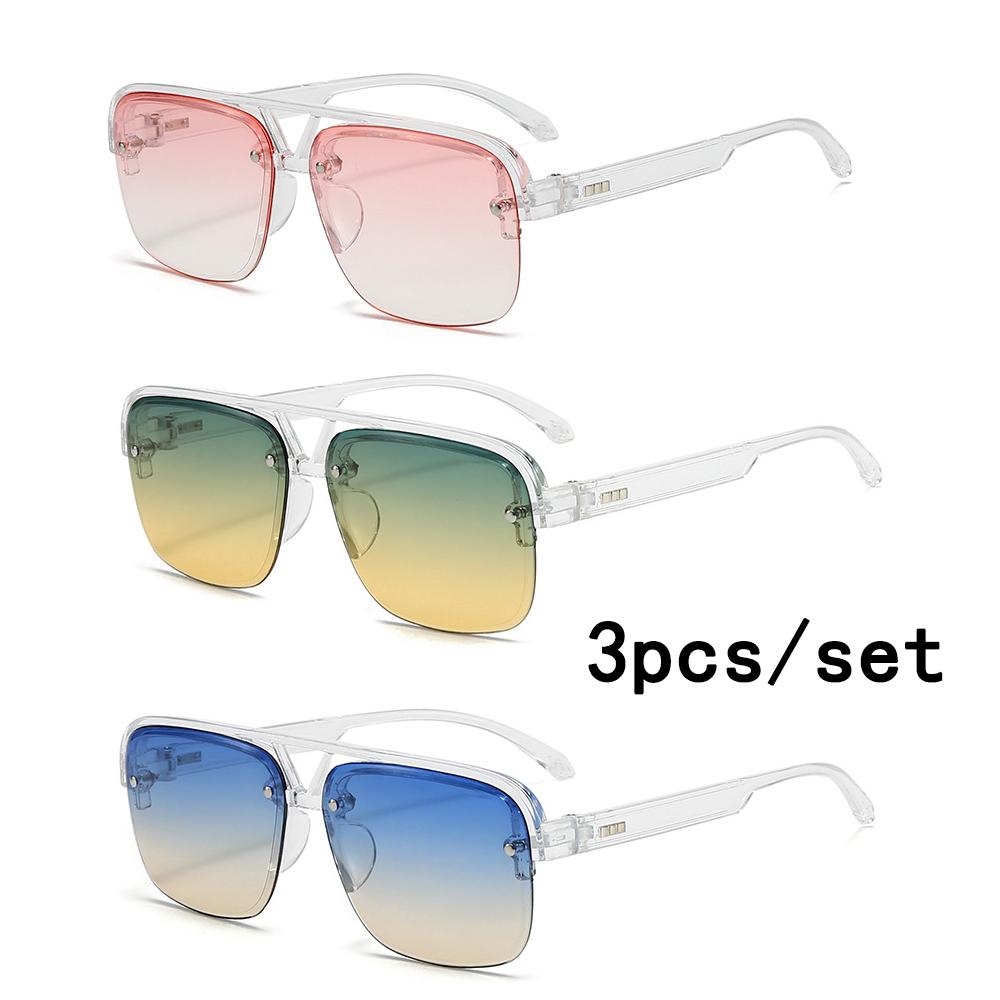 3Pcs/set Vintage Square Sunglasses Women Men Rectangle Sun Glasses Female Oval Eyewear for Male Female Eyeglasses