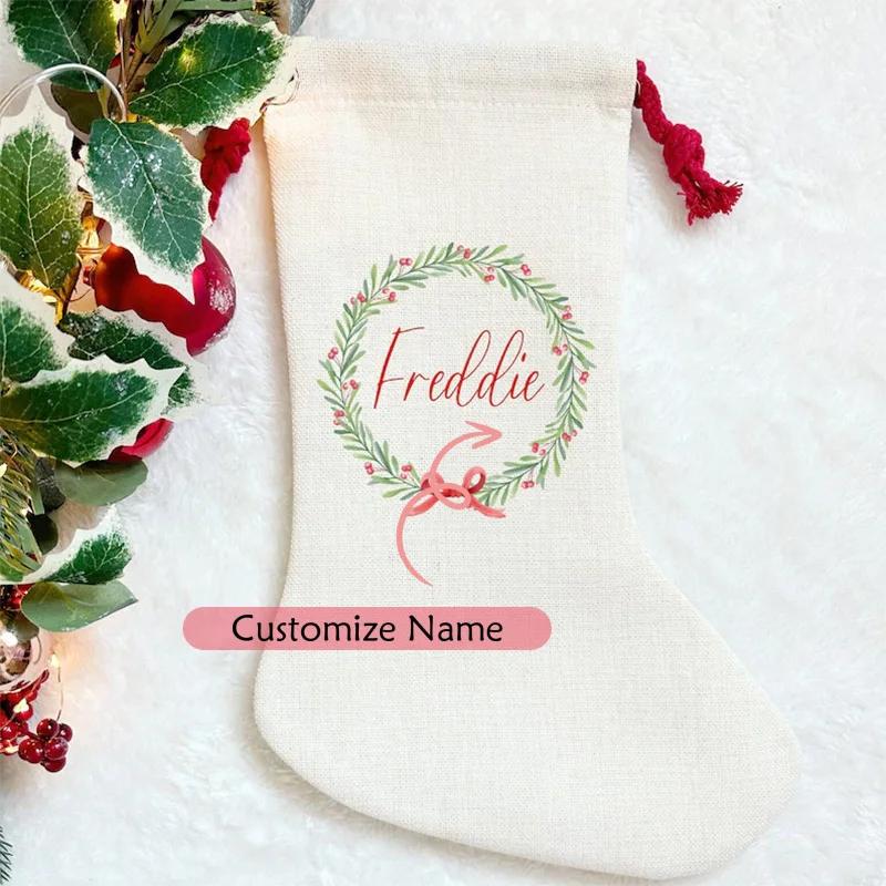 

personalised Custom Santa sack Christmas stocking Merry Xmas eve Decoration family Children kid boy girl gift Present Toy Bag message us the name