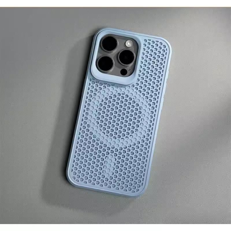 Summer honeycomb heat dissipation is suitable for iPhone17promax magnetic mobile phone case Apple 16 mesh matte 15 ultra-thin.
