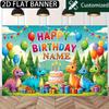 Personalized Dinosaur Birthday Backdrop Customizable Name Jungle Dino Party Banner for Kids