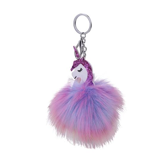 Nøkkelring Søt Pompom Pels Bil Nøkkelring Bag Anheng Nøkkelring