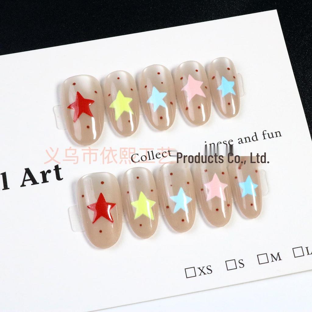 Starry Short Oval Cat Eye Press-On Nails - Light Luxury Ice Clear Manicure in Pure Desire Style
