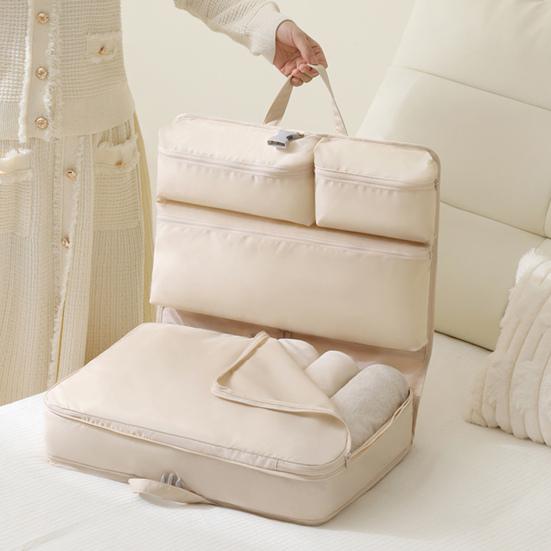 6-In-1 Compressible Storage Bag Hanging Packing Cube with Multiple Compartments Foldable Travel Organizer for Clothes Socks Underwear