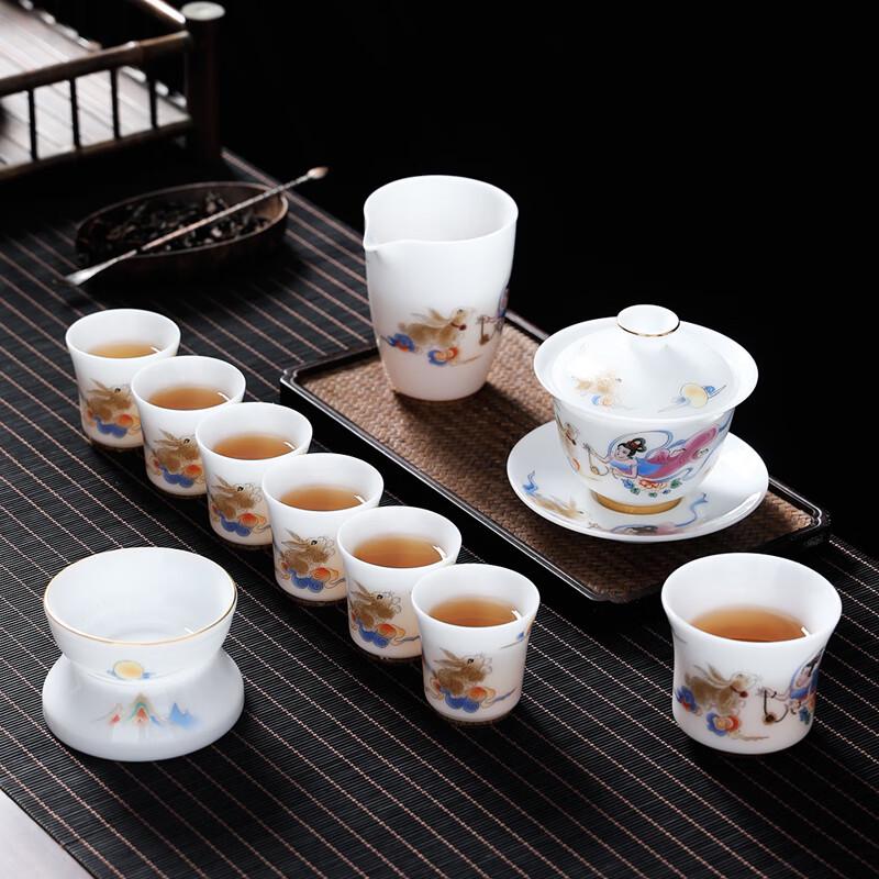 Auspicious Ice-Jade White Porcelain Kung Fu Tea Set