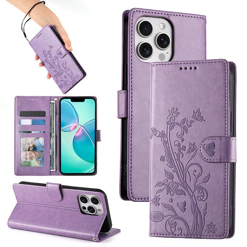 Klapphülle für Samsung S25FE Handy Ledertasche Geprägte Schmetterling Schutzhülle SAMSUNGS24Ultra