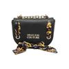 Τζιν Couture Τσάντα Ώμου Χιαστί Πολυεστερική Διακοσμημένη με Μεταξωτό Μαντήλι και Αλυσίδα Γυναικείες Τσάντες Μαύρη 74VA4BAC-ZS467-899