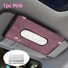 1pc Car Tissue Box, Car Sun Visor Tissue Storage Box, Glitter Rhinestone Tissue Bag, PU Leather Artificial Crystal Tissue Box