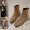Fashion 2025 Temperament Inside Heightening Women's Block Heel Suede Booties New Back Zip Naked Boots