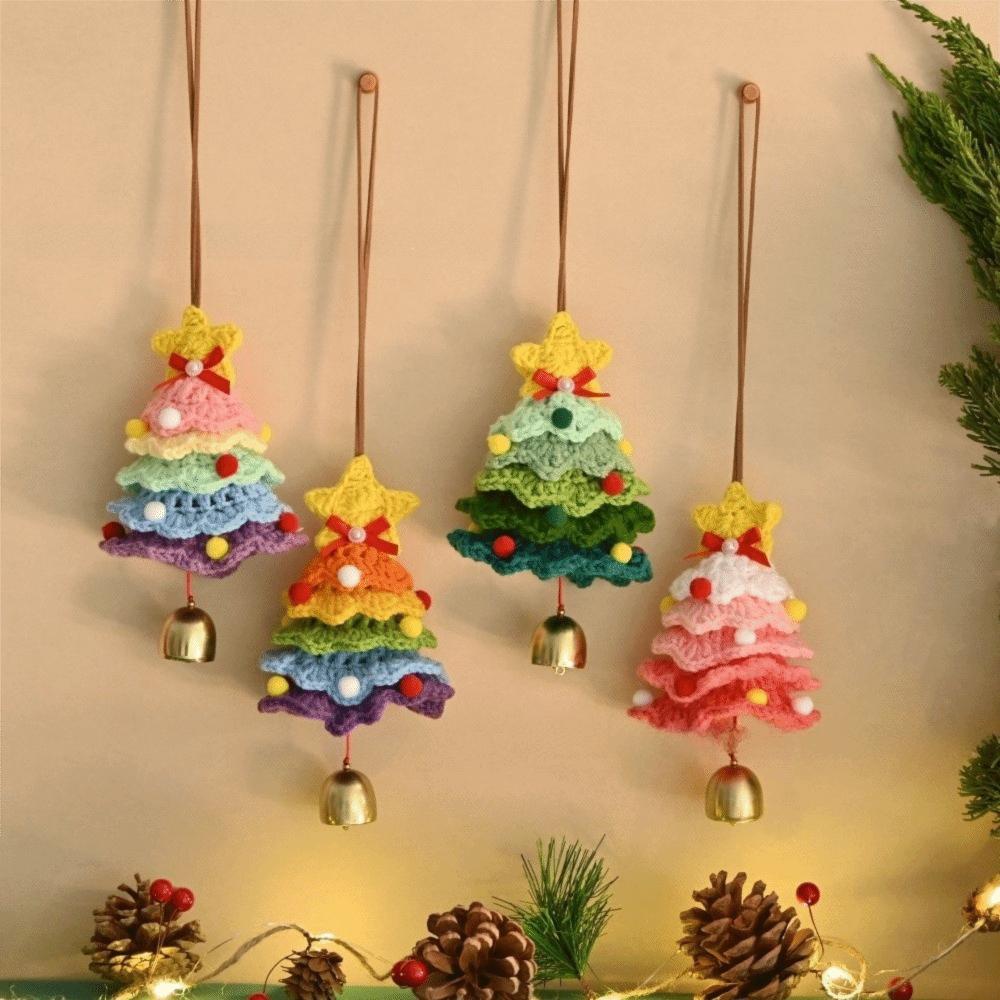 Wool Yarn Crochet Christmas Tree Plush Christmas Hanging Ornament Festive Decoration