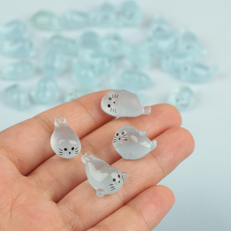 10/20/30 Pcs Glow In The Dark Mini Seal Figurines, Resin Sea Animals Miniatures For Diy Craft Home Decoration Supplies