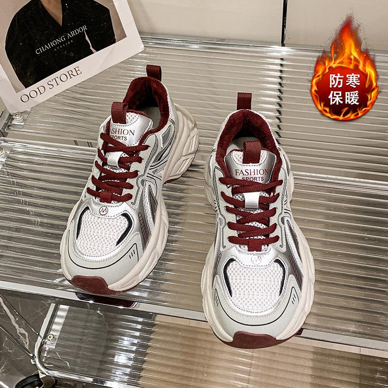 Fleece Dad Shoes Women's 2025 New Autumn and Winter Platform Internet Celebrity Super Hot Ins Casual Sports Shoes