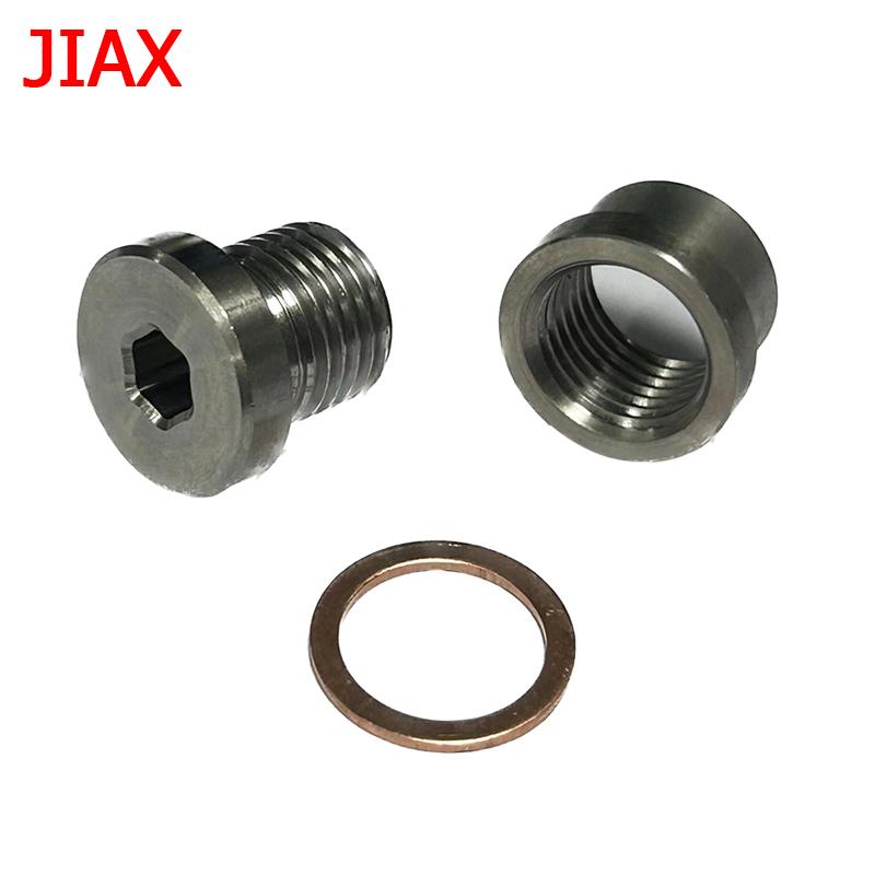 M12x1 25 Hex Socket Exhaust Pipe Nut Plug Stainless Steel with Gasket Automotive Parts Step Nut Plug