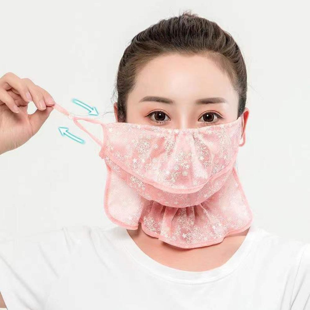 Hot Sale Anti-UV Lace Sunscreen Mask Hanging Ear Breathable Face Cover Scarf Dust-proof Ear Cord Cycling Scarf Outdoor Sports