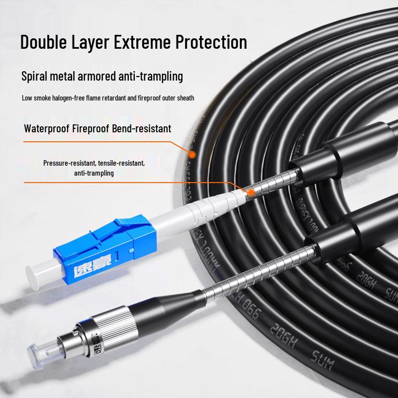 Field-Ready Armored Single-Mode LC-FC Fiber Optic Cable