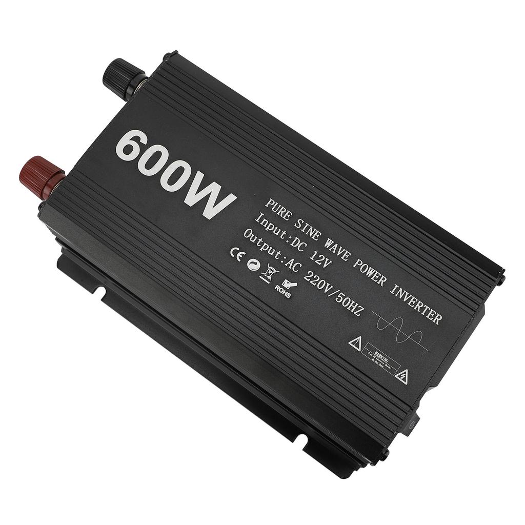 600W Wechselrichter Reiner Sinus Tragbarer DC-zu-AC-Wandler für Autonutzung 12V Eingang Aluminiumlegierung