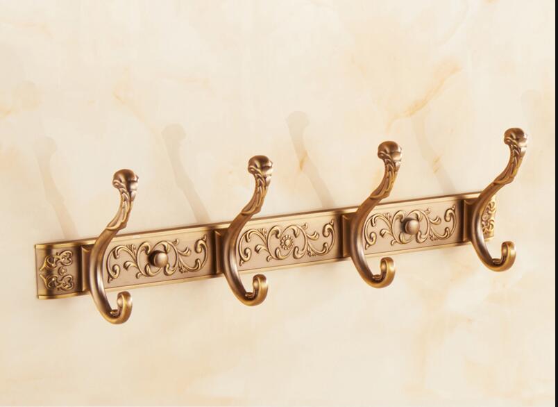 Tuqiu Antique Bronze Robe Hook Clothes Hook Carved Towel Hanger Aluminum Bathroom Hardware Kitchen Hook Bathroom Accessories