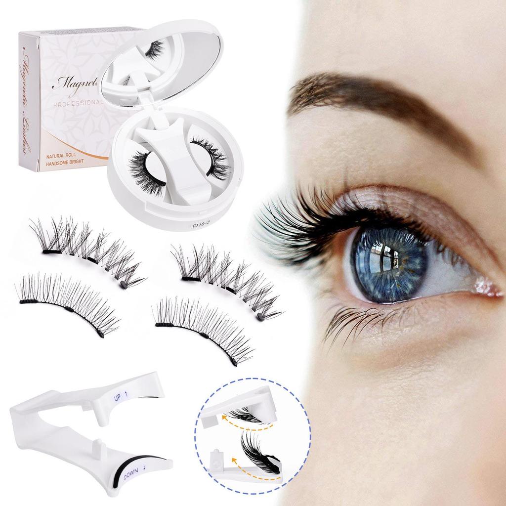 New Magnetic False Eyelashes Set: Colored, Glue-Free, One-Piece Design with Integrated Box.