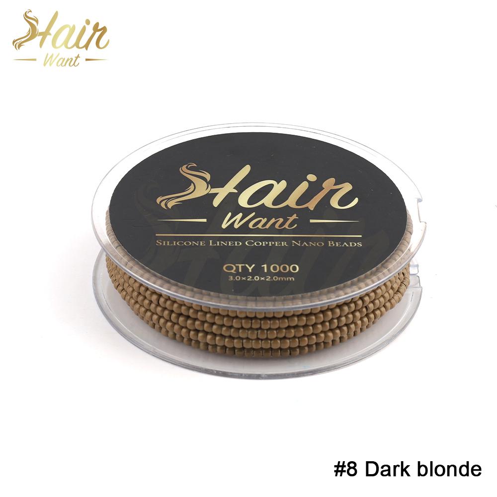 Capelli Vogliono 1000 Pezzi 3,0 mm 1000 Pezzi Perline di Rame Nano Pre-caricate Per Estensioni a Trama Anelli Nano Perline per Estensioni Capelli Rivestite in Silicone