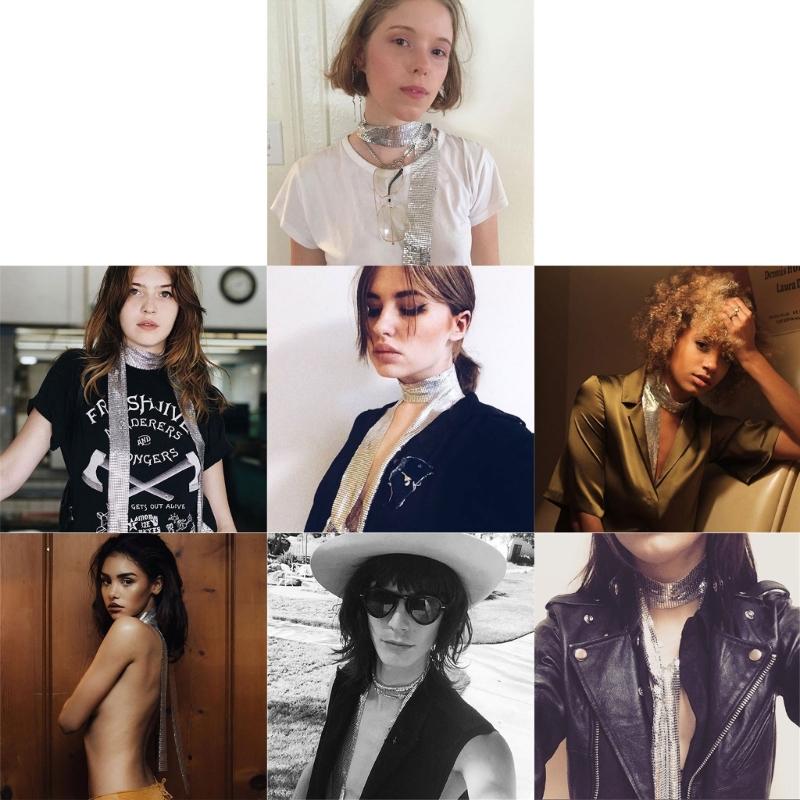 Women Glitter Sparkle-Metal Sequins Neck Tie Scarf Party Evening Long Thin Skinny Tie Shawls Neckerchief Necklace-Decor