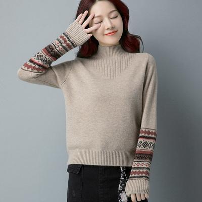 Trui met halve col Dames Herfst Winter Tops Koreaans Slank Dames Pullover Jumper Gebreide Trui Pull Femme Warme Truien