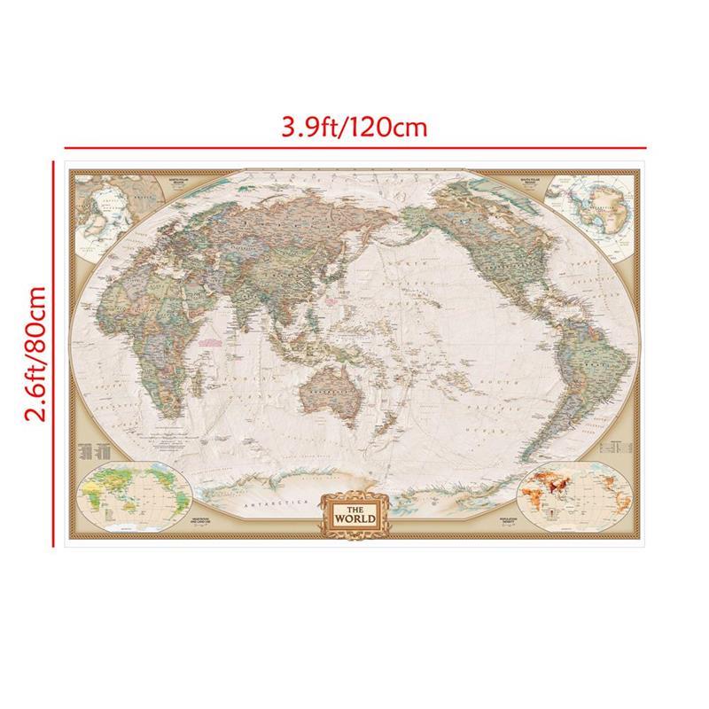 Vintage World Map (With Countries),Decorative Hanging Picture Photography Background Banner for Birthday & Photo Booth