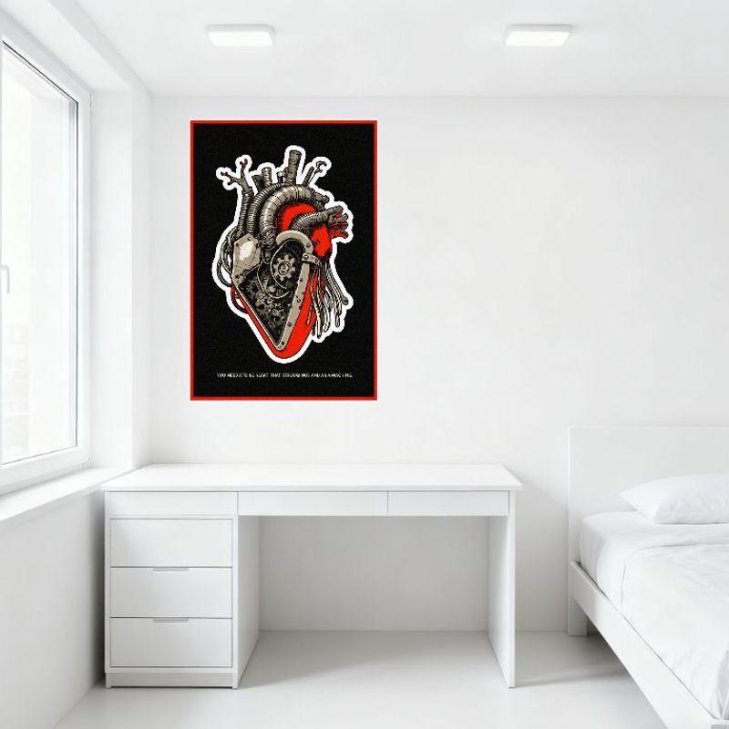Mechanical Heart Metal Tin Sign Industrial Anatomical Style Wall Decor for Bar Pub Home Cafe, 8x12 Inch Retro Iron Poster Art Wi