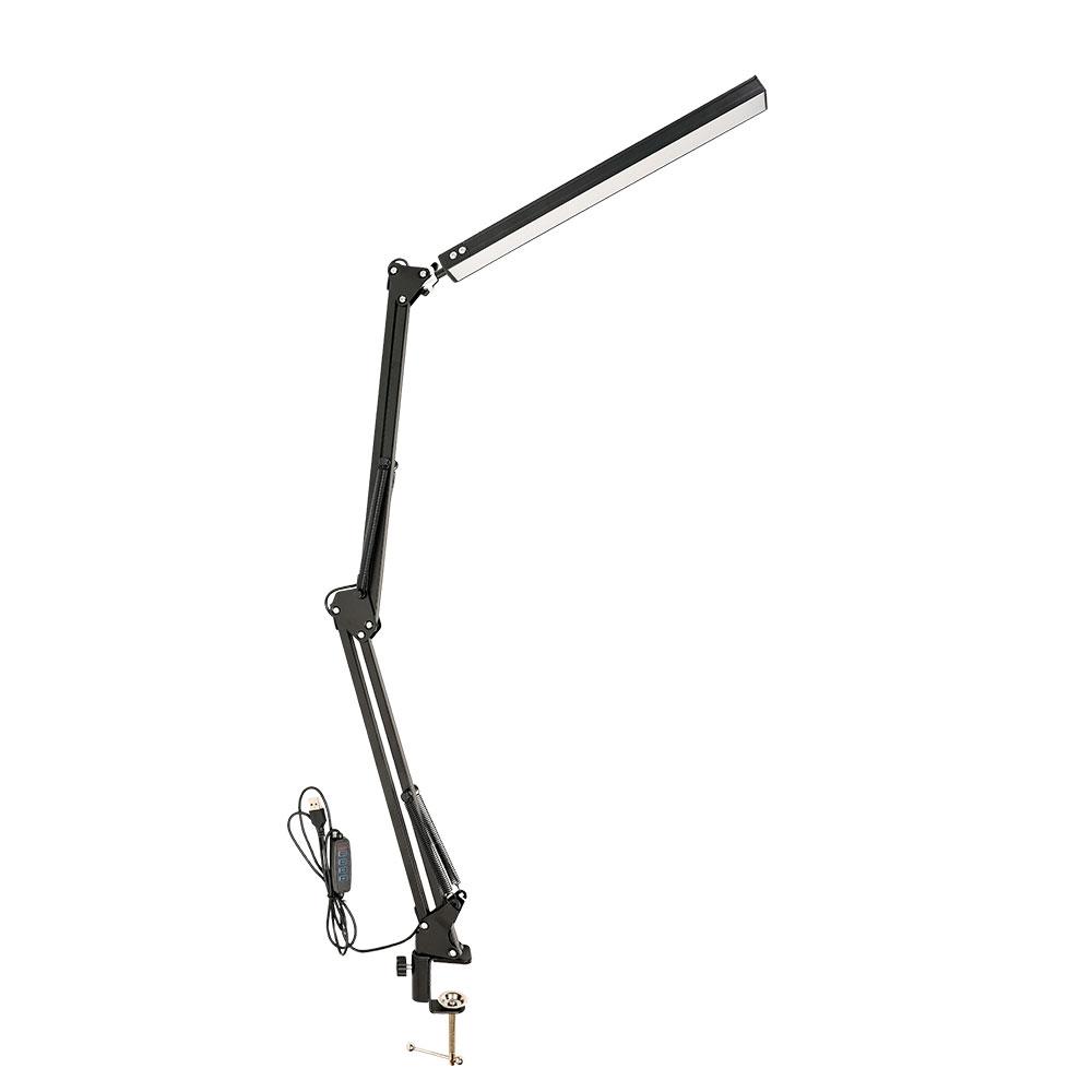 LED skládací kovová stolní lampa Klip na světelnou svorku Stmívací stolní lampa s dlouhým ramenem 3 barvy nastavitelné pro počítače v obývacím pokoji