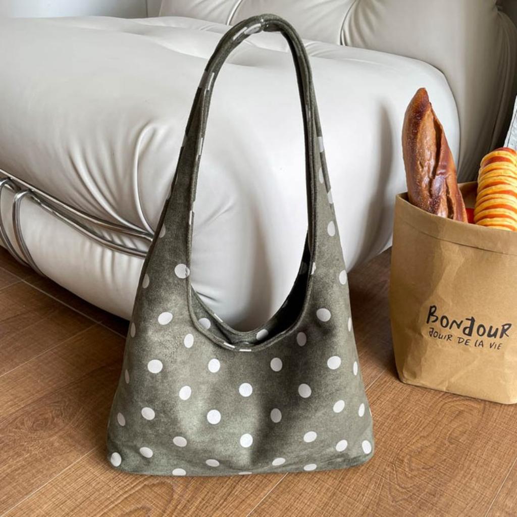 Shoulder Bag Women Fabric Polka Dot Large Capacity Daily Commute