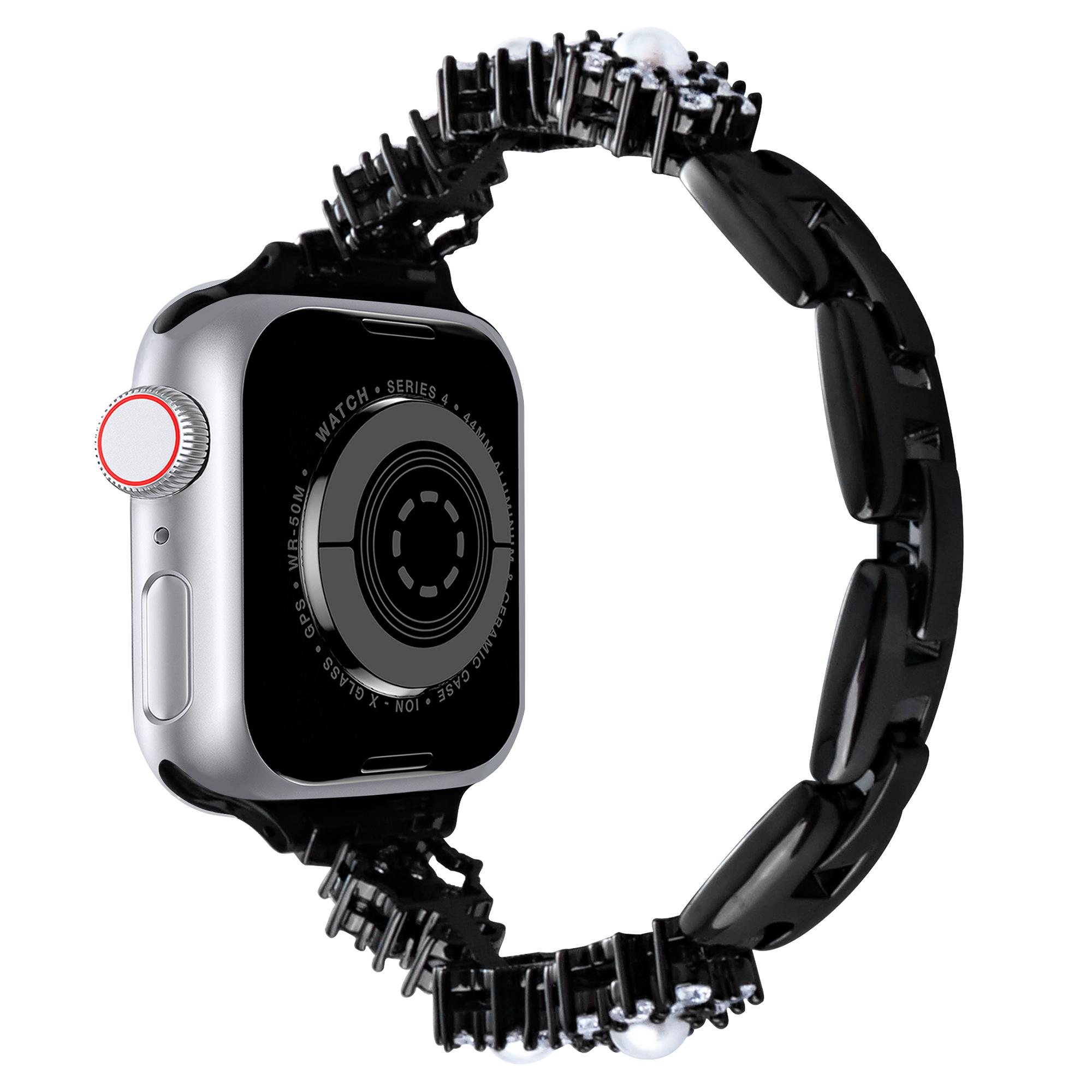 

Watch Band For Apple Watch Ultra 3 2 1 49mm/Series 11 10 46mm/9 8 7 45mm/SE3 SE2 SE 6 5 4 44mm/3 2 1 42mm Metal Sparkling Pearl Bracelet Strap A