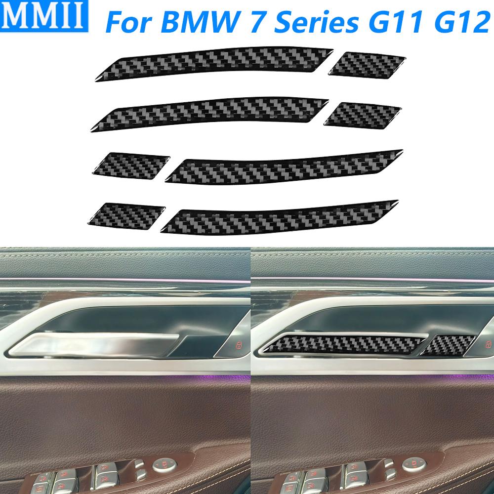 For BMW 7 Series G11 G12 2015-2022 Carbon Fiber Inner Door Handle Panel Trim Strips Car Accessories Interior Decoration Sticker