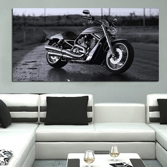 SPOLEHLIVÉ UMĚNÍ Obrázky motorek Černobílé Cool Motorky Silniční malba Moderní krajina Nástěnné umění Obývací pokoj Bez rámu