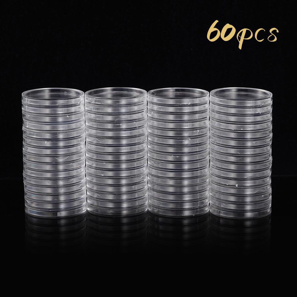 60Pcs Clear Coin Capsule Holder Case 17/38mm Transparent Coin Cases Commemorative Container Coin Storage Box Collection Supplies