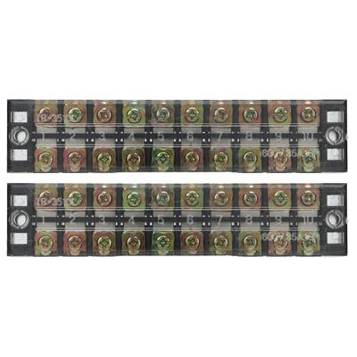 2Pcs Terminal Strip Large Current Dual Row Wire Barrier Block Terminal Strip with Transparent Cover 600V 35A 10