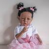 20'' 50 Cm Reborn Girl Baby Dolls Liam with Dark Skin Soft Cloth Body Simulation Dolls Handmade Rooted Curly Hair Lifelike Rebirth Doll Kids Xmas Gift