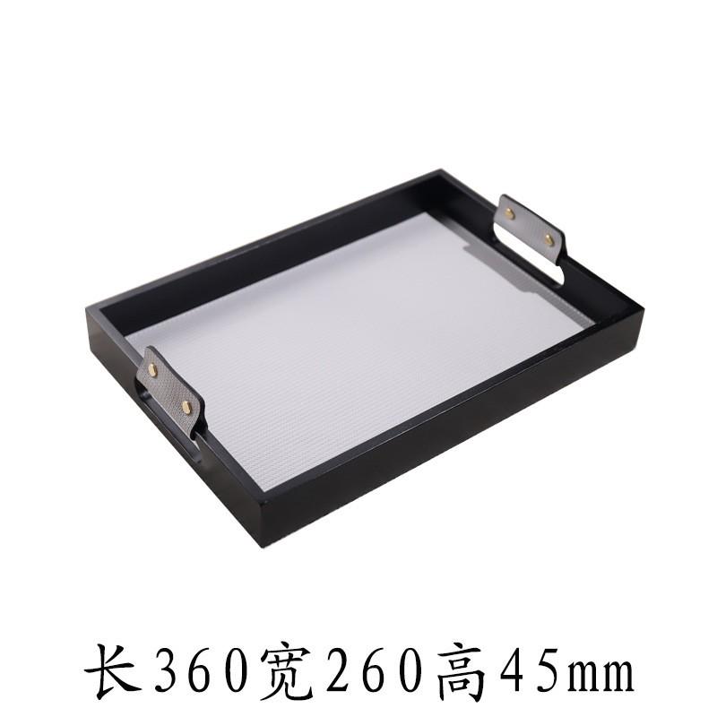 Minimalist Solid Wood Leather Aromatherapy Tray Decorative Serving Platter Living Room Coffee Table