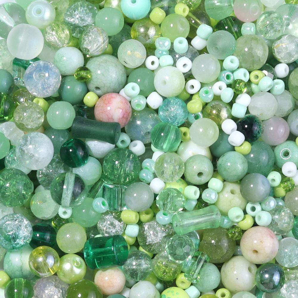 50g 3-12mm Mixed Size Glass Beads Colorful Loose Spacer Bead For Jewelry Making DIY Bracelet Necklace Phone Keychain Accessories