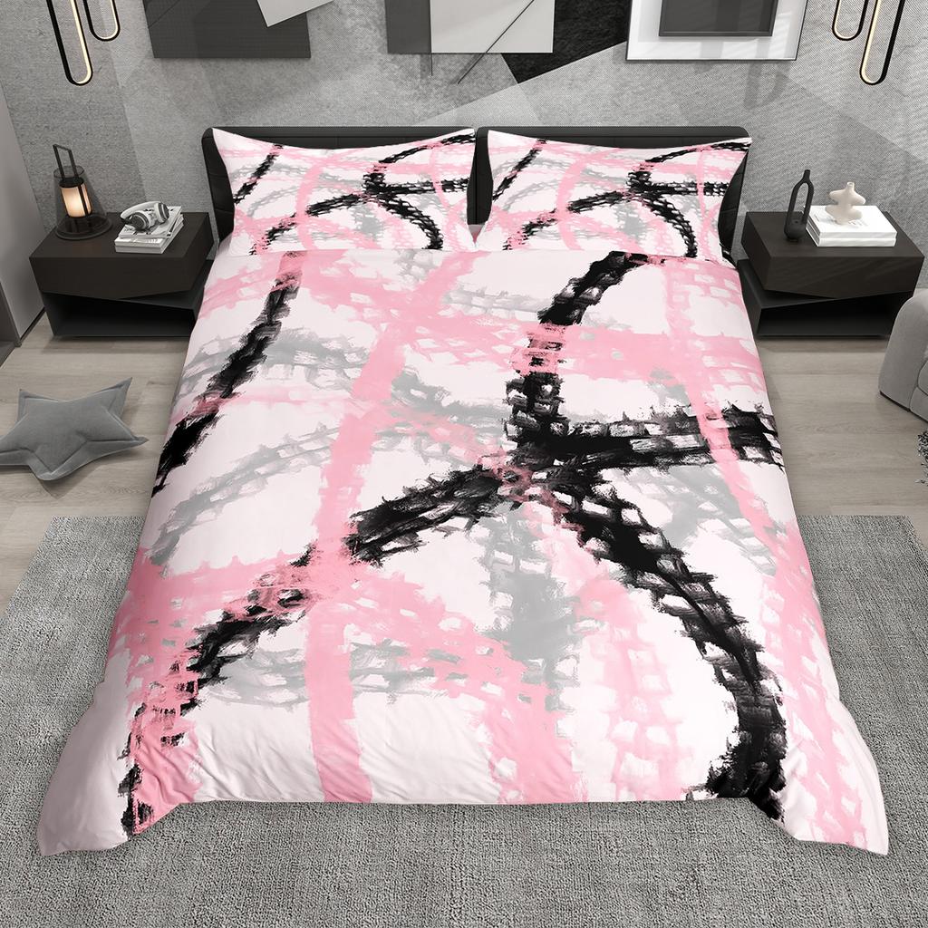 Homewish Geometric Stripes Duvet Cover Set 2Pcs/3Pcs Vintage Oil Painting Bedding Set Aesthetic Brush Strokes Comforter Cover