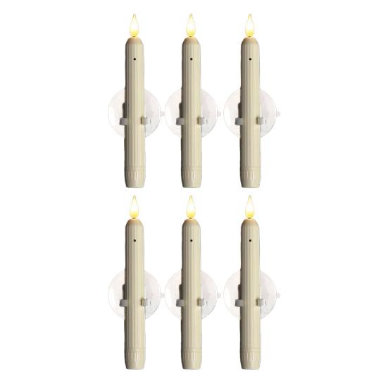 Flameless Window Candles with Sensor Dusk To Dawn Roman Column LED Conical Candles Battery Operated LED Taper Lights Suction Cups Christmas Decor