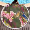 Bird Flower Print Round Beach Towel Microfiber Circle Bath Towels Quick Dry Absorbent Pool Towels Sand Free Shawl Beach Blanket