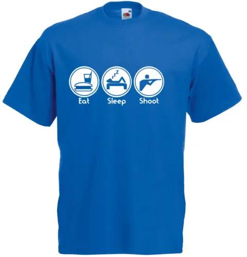 Eat Sleep Shoot Funny Shooting Sport Mens TShirt Summer 100 Cotton Short Sleeve ONeck Unisex T Shirt New Siza S3XL