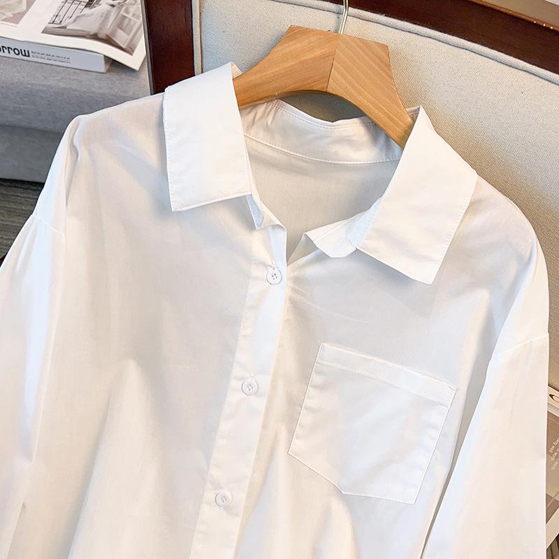Plus Size Women's Long Sleeve Lace Trim Shirt – Early Spring Layering White Top
