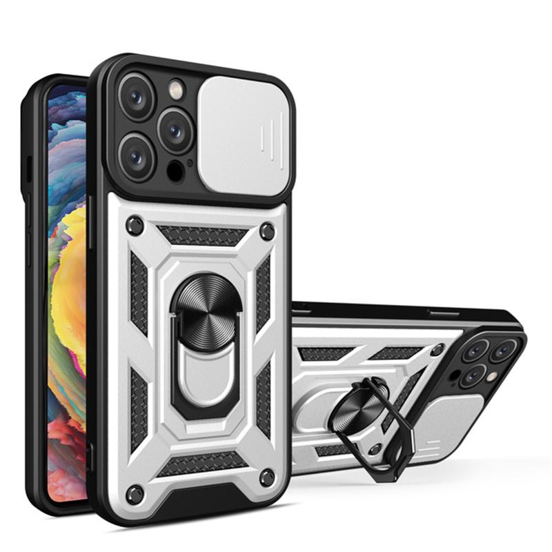 Shockproof Armor Case for iPhone 14 Pro Max Plus Windows Slide Camera Lens Protection Ring Stand Phone Cover for iPhone 14pro 14promax 14plus Cases