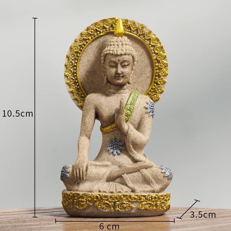 New Chinese Tantric Zen Resin Background Buddha Statue Home Decoration Ornaments Sandstone Crafts