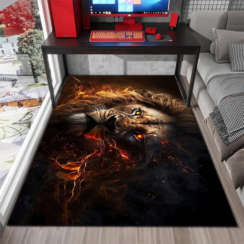 Tappeto Tappetino Stampato con Motivo Leone 1Pz per Soggiorno Camera da Letto Casa Decorazione Divano, Tappetino Antiscivolo Tappetino per Pavimento