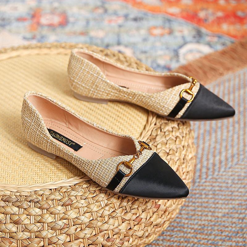 Xiaoxiangfeng Women's Shoes  Spring New Shoes Women's Flat Pointed Toe Shoes