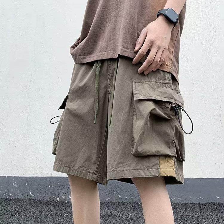 Arbeitsshorts im amerikanischen Stil für Herren, Sommer, dünner Schnitt, große Taschen, Freizeithose, lockere, gerade Fünf-Minuten-Hose