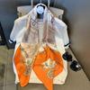 Orange Scarf Chain Simulation Silk Silk Scarf High-grade Silk 111 Silk Square Scarf Sunscreen Shawl Fashion Scarf Silk